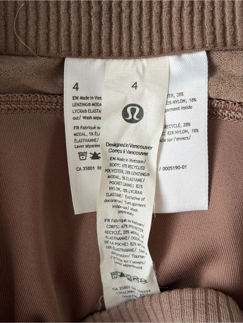 Lululemon Ribbed Cropped Pants Womens 4 Softstreme Zip-Leg High-Rise